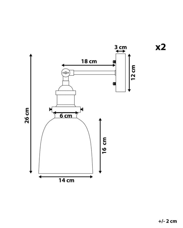 Væglamper Sort Glas Metal Skærm Justerbar Industrielt Design