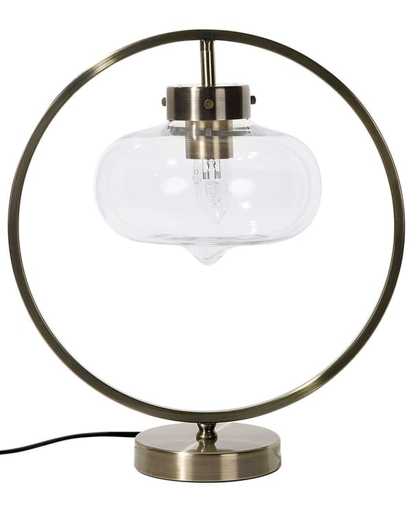 Bordlampe Sengelampe Lyst Guld Metal Rund Geometrisk Skærm