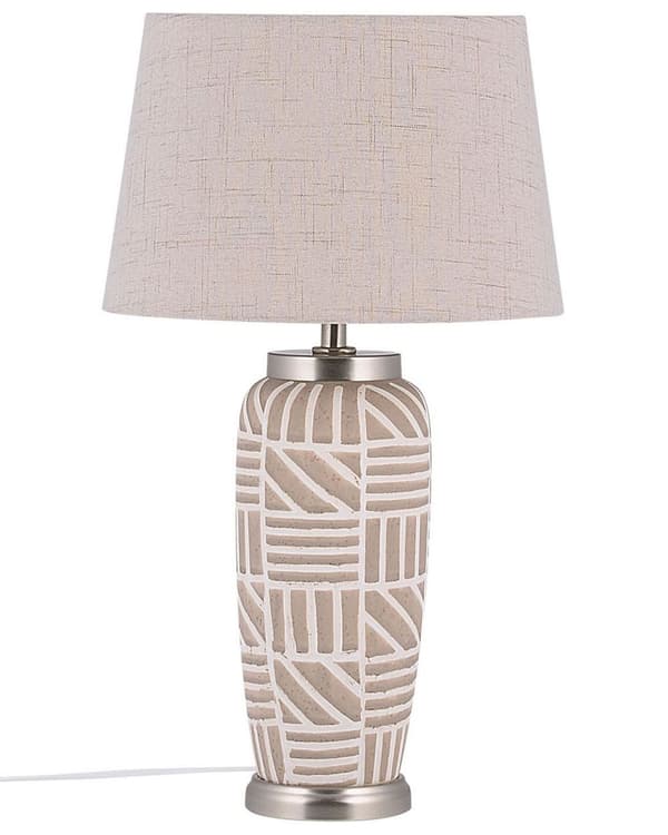 Pöytävalaisin beige 28 x 48 x 28 cm keraaminen kuvioitu jalka beige varjostin max 40W
