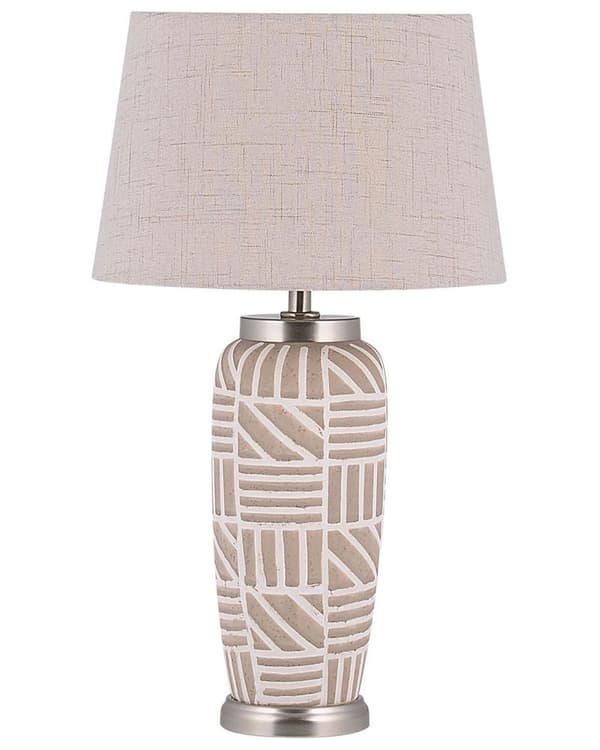 Pöytävalaisin beige 28 x 48 x 28 cm keraaminen kuvioitu jalka beige varjostin max 40W