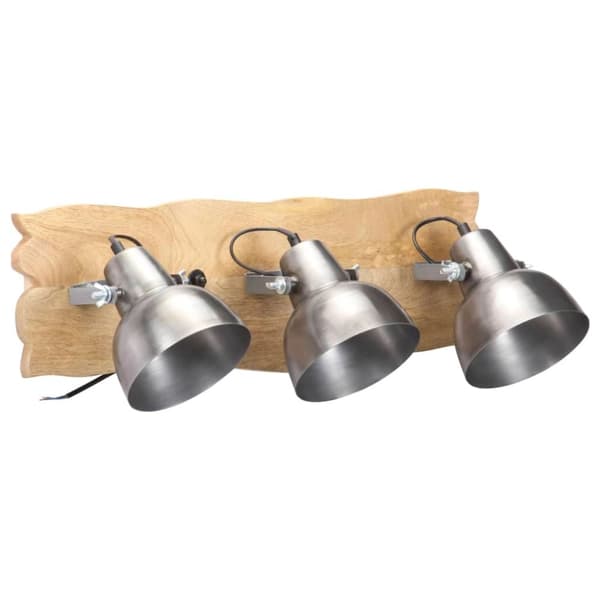 vidaXL Teollinen seinävalaisin hopea 68x23 cm E27 mangopuu