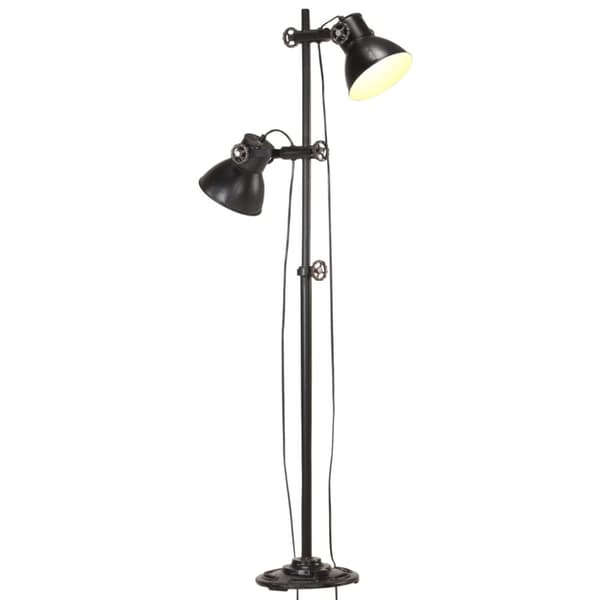 vidaXL gulvlampe med 2 lampeskærme E27 støbejern sort
