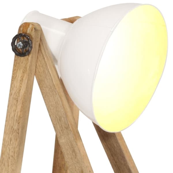 vidaXL gulvlampe E27 massivt mangotræ hvid