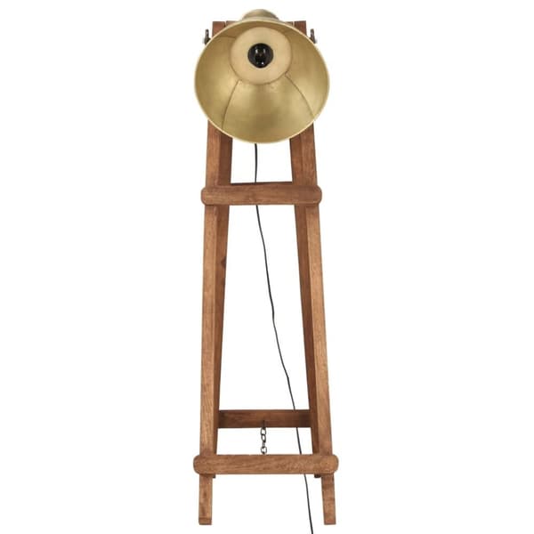 vidaXL gulvlamper 3 stk. E27 massivt mangotræ messingfarvet