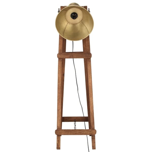 vidaXL Golvlampa mässing E27 massivt mangoträ