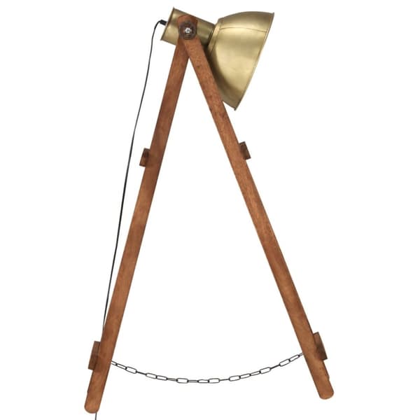 vidaXL Golvlampa mässing E27 massivt mangoträ