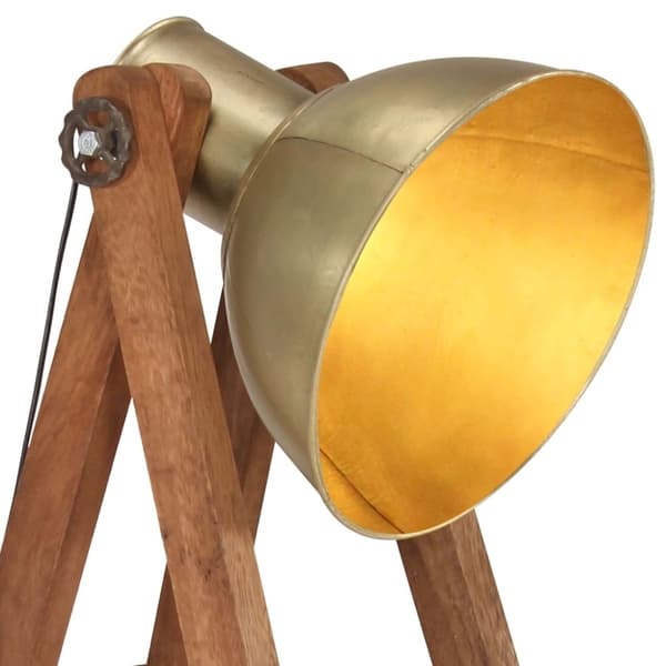 vidaXL Golvlampa mässing E27 massivt mangoträ