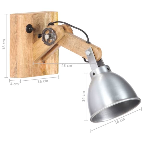vidaXL Vegglampe E27 sølv heltre mango og jern