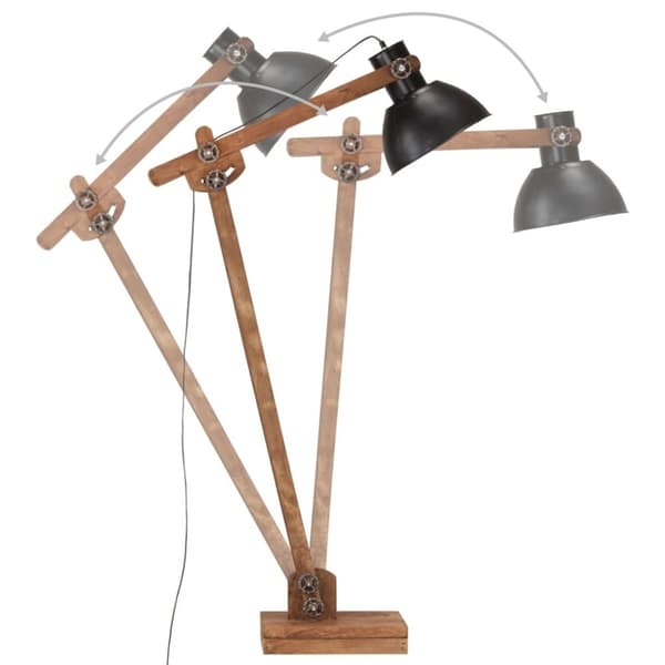 vidaXL Golvlampa svart massivt mangoträ E27