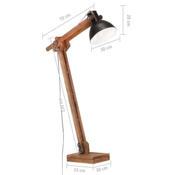 vidaXL Golvlampa svart massivt mangoträ E27