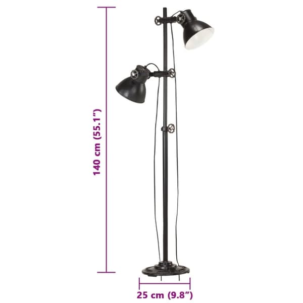 vidaXL Golvlampa med 2 lampskärmar svart E27 gjutjärn