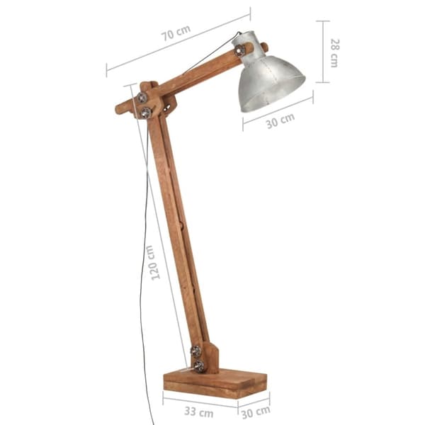vidaXL Golvlampa silver massivt mangoträ E27