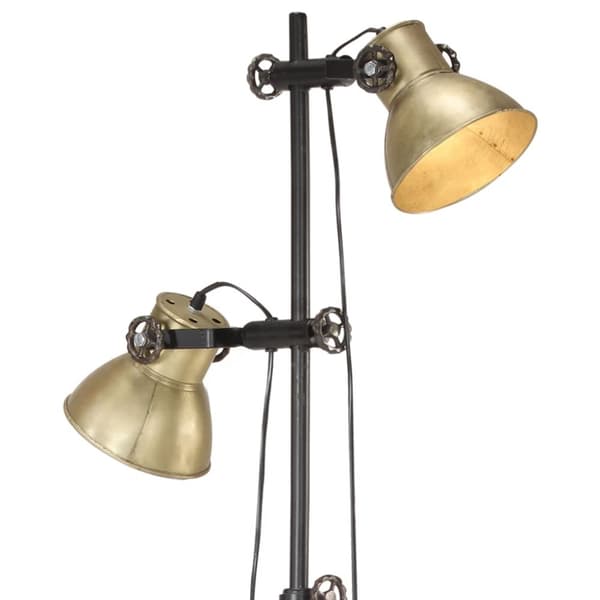 vidaXL Gulvlampe med 2 lampeskjermer messing E27 støpejern
