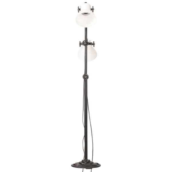 vidaXL Golvlampa med 2 lampskärmar vit E27 gjutjärn