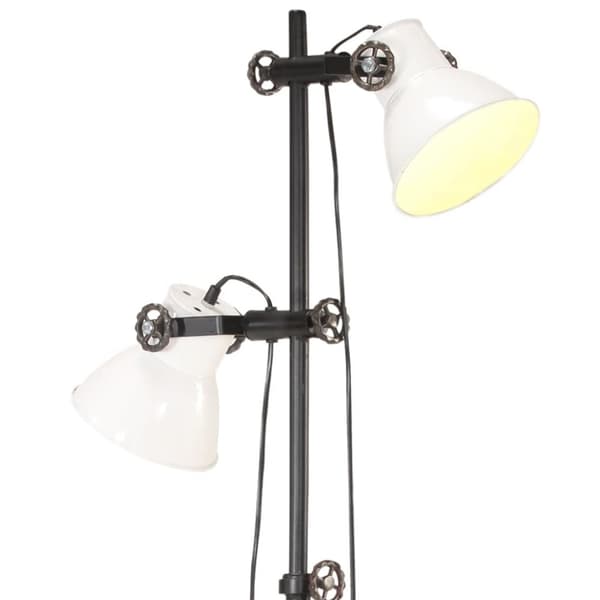 vidaXL Golvlampa med 2 lampskärmar vit E27 gjutjärn