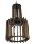 Miniatyrbillede 1 af 8: Pendel Lampe Mørkt Træ MDF ø 19 x 119 cm Dekorativ Hængelampe Lamel Skærm Belysning Boho Design Køkken Stue Spisebordslampe Inspiration
