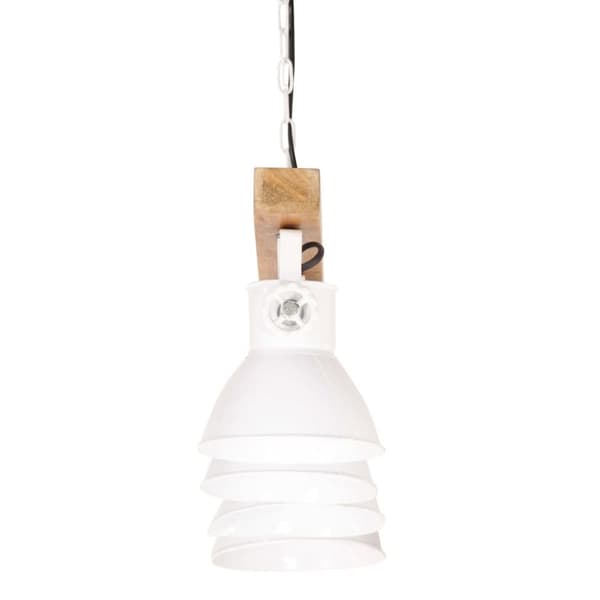 vidaXL Taklampa industriell vit E27 mangoträ