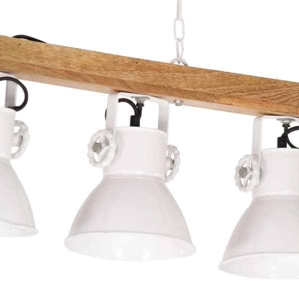 vidaXL Taklampa industriell vit E27 mangoträ