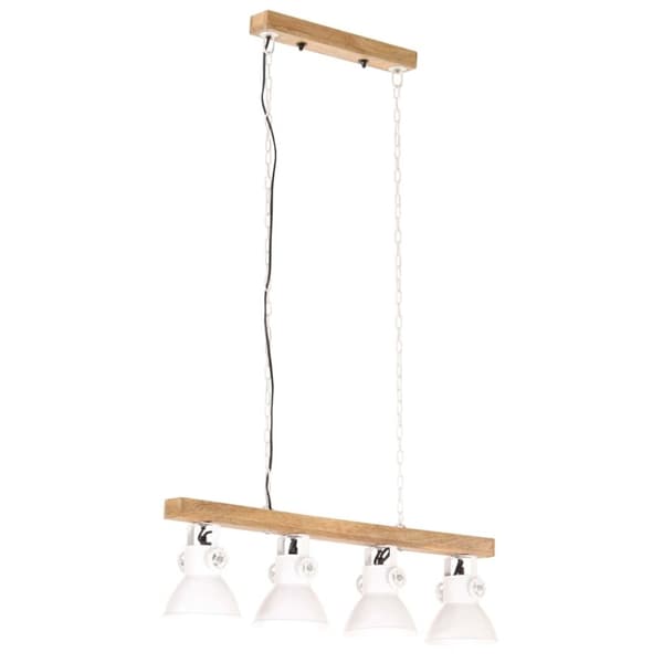 vidaXL Taklampa industriell vit E27 mangoträ