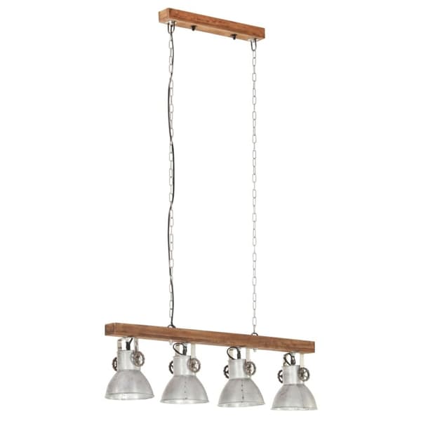 vidaXL industriel loftlampe E27 mangotræ sølvfarvet
