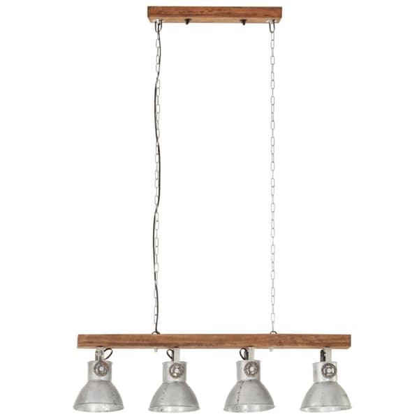 vidaXL industriel loftlampe E27 mangotræ sølvfarvet