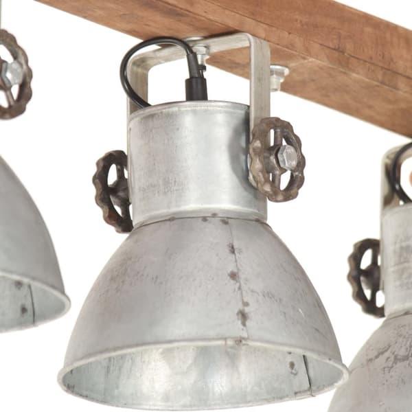 vidaXL industriel loftlampe E27 mangotræ sølvfarvet