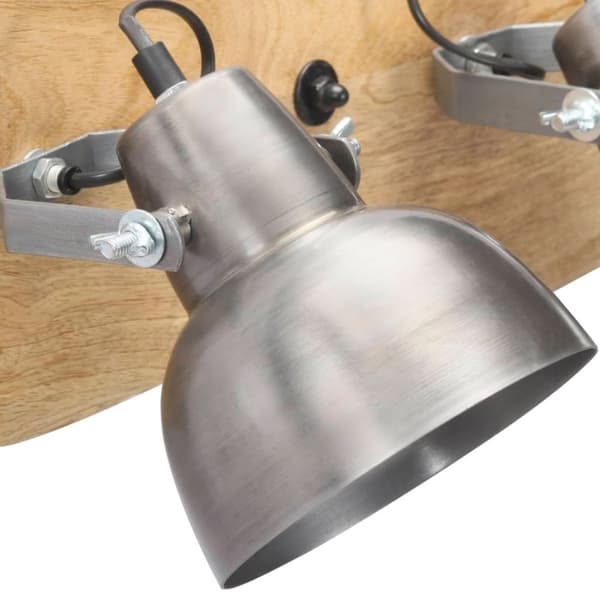 vidaXL Vägglampa industriell silver 68x23 cm E27 mangoträ