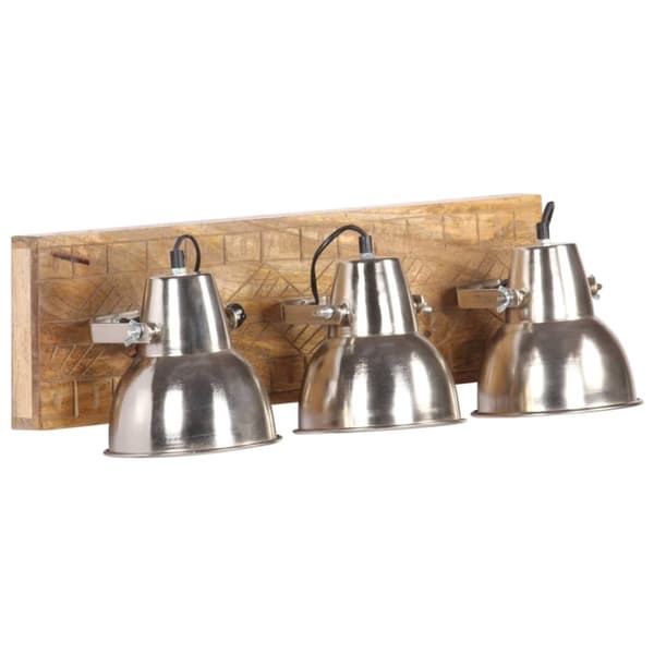 vidaXL Vägglampa industriell silver 70x23 cm E27 mangoträ