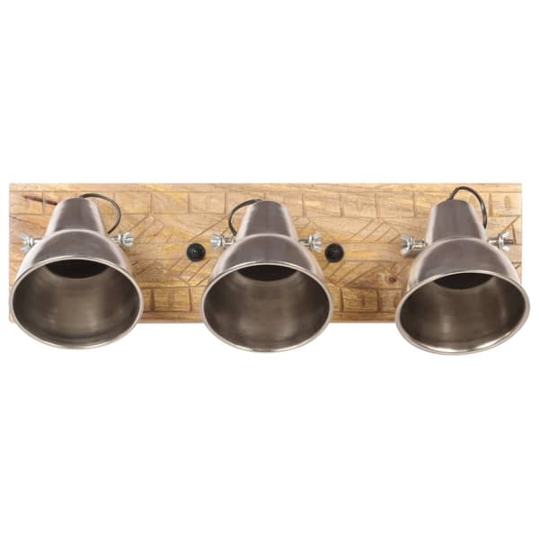 vidaXL Vägglampa industriell silver 70x23 cm E27 mangoträ