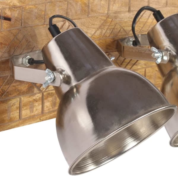 vidaXL Vägglampa industriell silver 70x23 cm E27 mangoträ