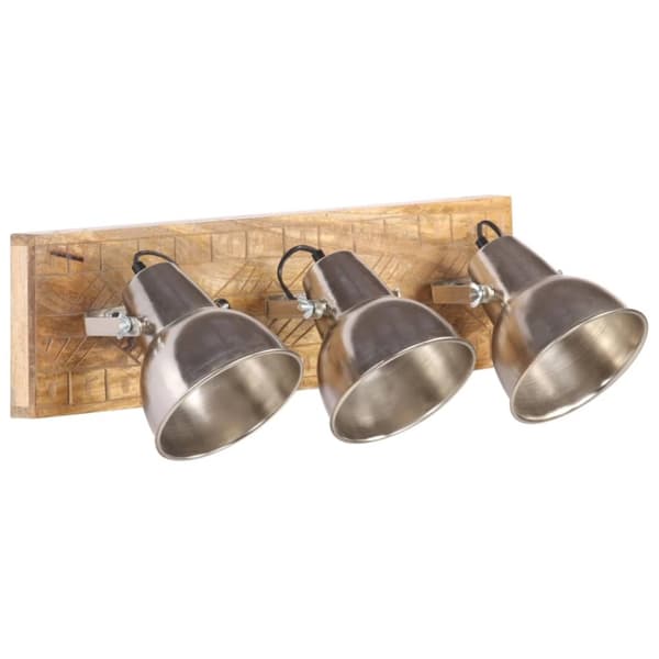 vidaXL Vägglampa industriell silver 70x23 cm E27 mangoträ