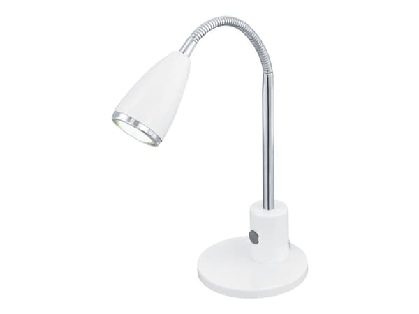 Eglo FOX - Skrivebordslampe - LED-lyspære - GU10 - 3 W - klasse A+ - varmt hvitt lys - 3000 K - hvit, krom