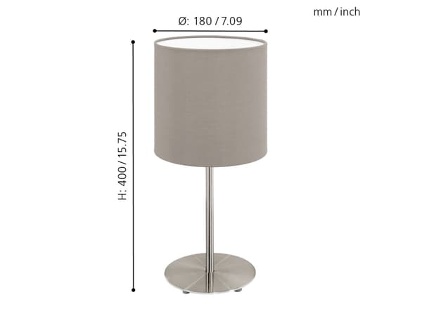EGLO Pasteri, Nikkeli, Taupe, Kangas, Terästä, Makuuhuone, Olohuone, IP20, II, ENEC