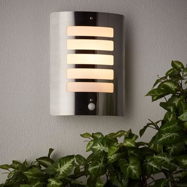 TODD-utomhusvägglampa med detektor H29cm lysande silver
