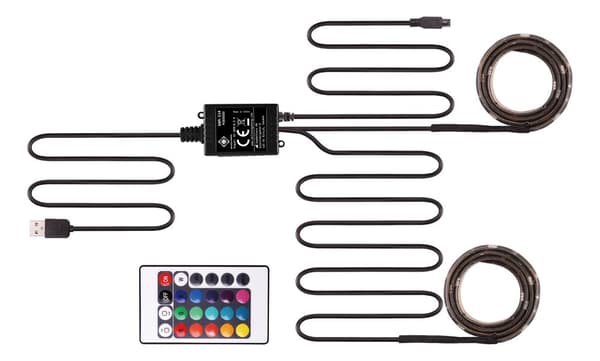 LED strip 2x50cm 4 modes 12 colors 16xRGB remote control