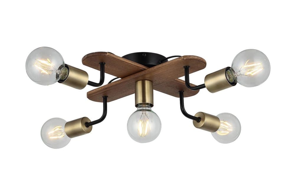 BUDAK Taklampa Guld/Svart/Trä