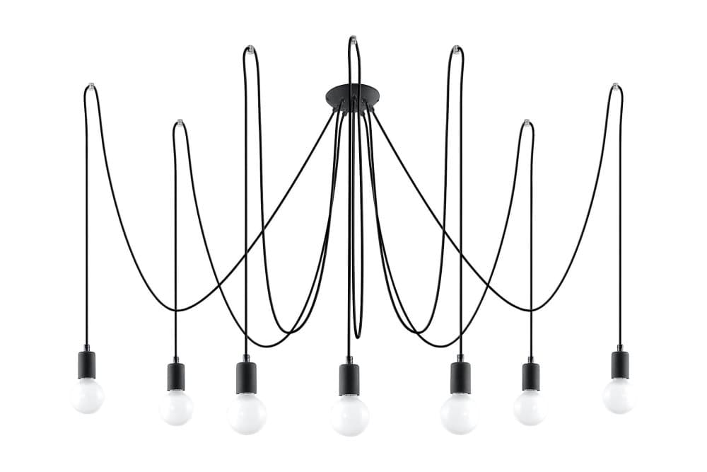 EDISON Pendellampa 7 Lampor Svart