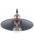 Miniatyrbillede 4 af 7: 3-lys Hængelampe kobber Metal med sort tekstilfiber 120x22 cm Industristil Loftslampe kegleformet perfekt til stue og værelsesindretning