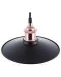 Miniatyrbillede 5 af 7: 3-lys Hængelampe kobber Metal med sort tekstilfiber 120x22 cm Industristil Loftslampe kegleformet perfekt til stue og værelsesindretning