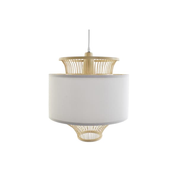 Taklys DKD Home Decor Hvit Polyester Bambus (40 x 40 x 52 cm) Hvit