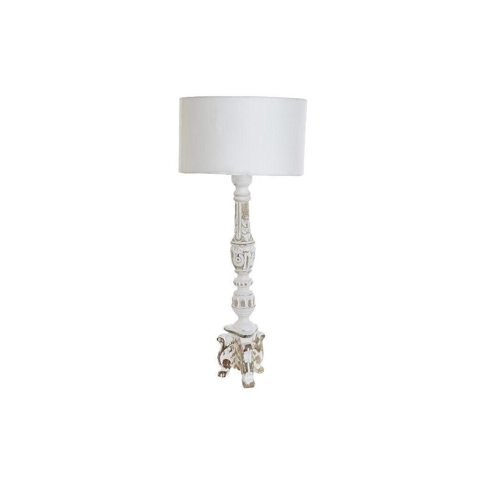 Bordslampa DKD Home Decor Bomull Tyg Järn 220 V Mangoträ 50 W (35.5 x 35.5 x 82 cm)