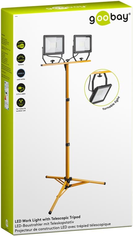 LED-työvalo teleskooppijalustalla, 2 x 50 W