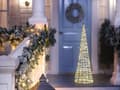 Miniatyrbillede 4 af 8: Udendørs LED Hængende Dekoration Sølv Metal Juletræ Sæsonbestemt Hjem Vægdekoration med Lys
