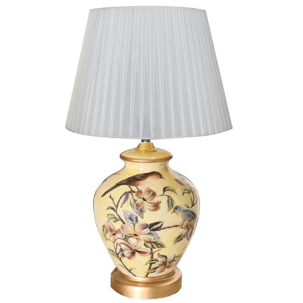 Birds hand-painted table lamp in quality porcelain x 2