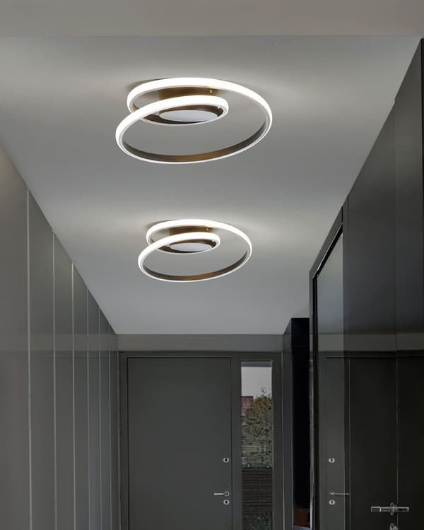 Kattovalaisin metallinen musta 38 cm pyöreä spiraali LED-valo moderni tyyli