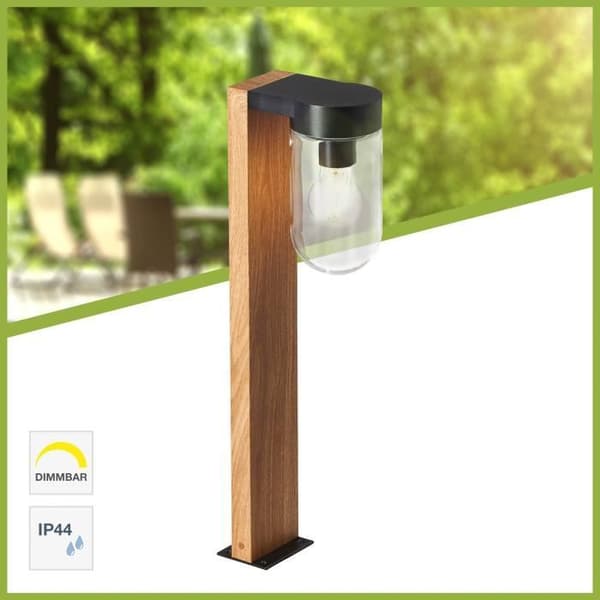 BRILLIANT - CABAR Utomhuspollare - mörk träfärg/svart - metall/glas E27 1x40W