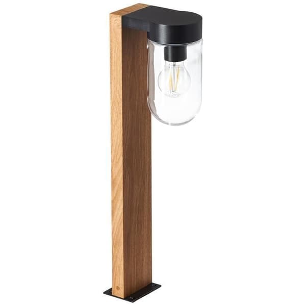 BRILLIANT - CABAR Utomhuspollare - mörk träfärg/svart - metall/glas E27 1x40W