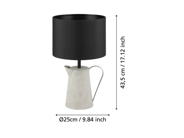 EGLO Kensal, Svart, Grå, Tyg, Stål, Sovrum, Matsal, Vardagsrum, IP20, II, E27