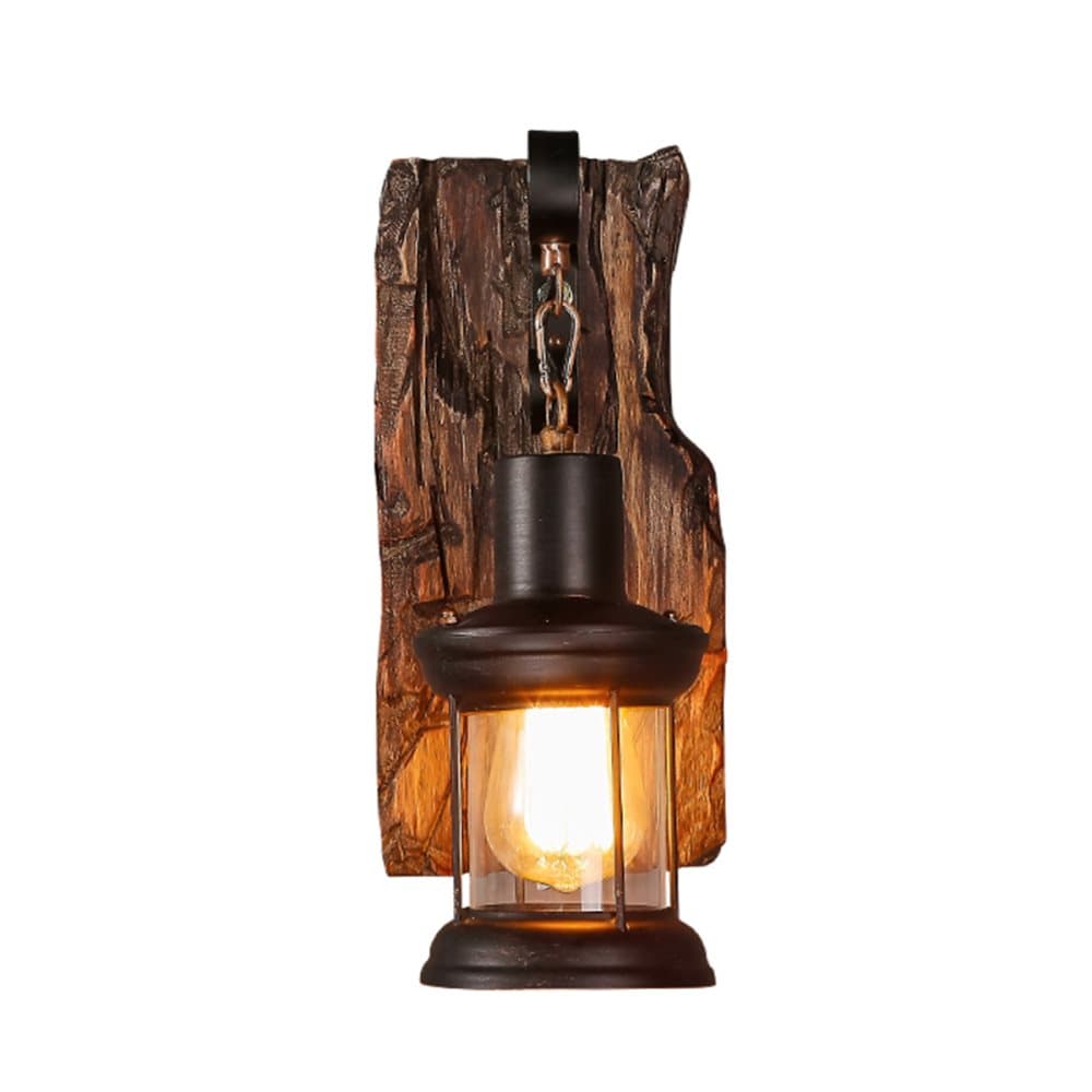 Vägglampa trä vägglampa antik retro vintage industriell vägglampa