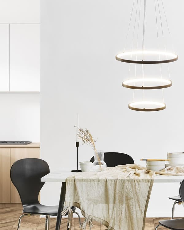 Pendel Mat Sort Aluminium LED Lys 3 Ringe Glamour